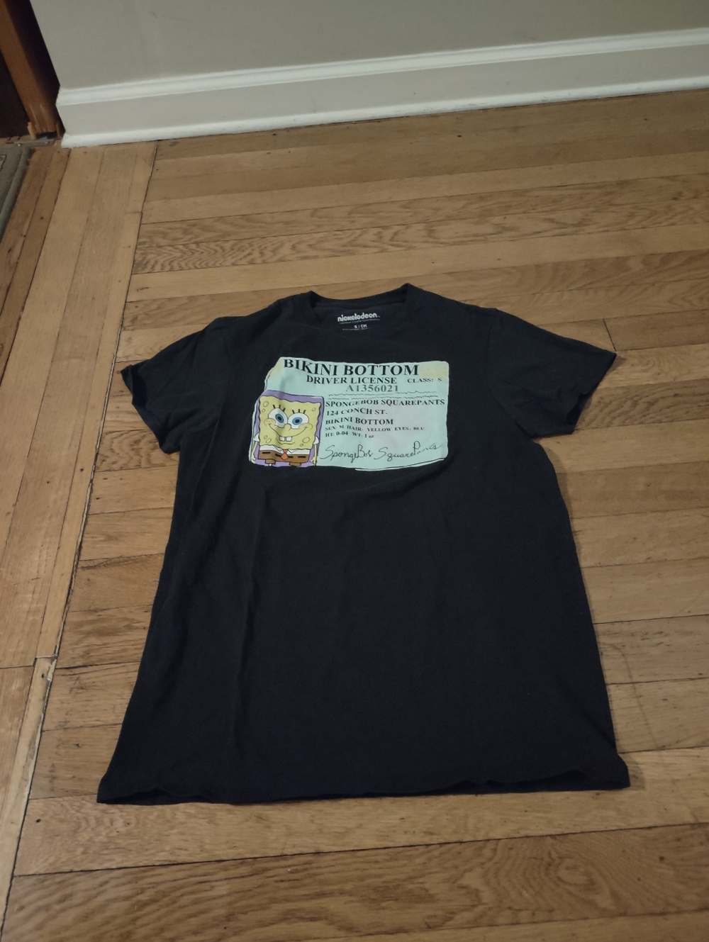 Black SpongeBob SquarePants bikini bottom driver's license tee from Nickelodeon